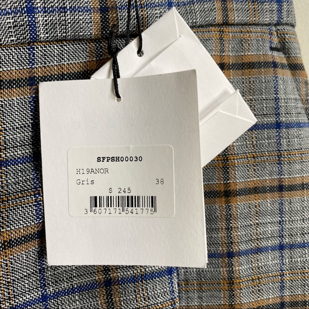 Sandro Paris Grey Plaid Printed Knit Shorts Size 8 - Picture 16 of 16